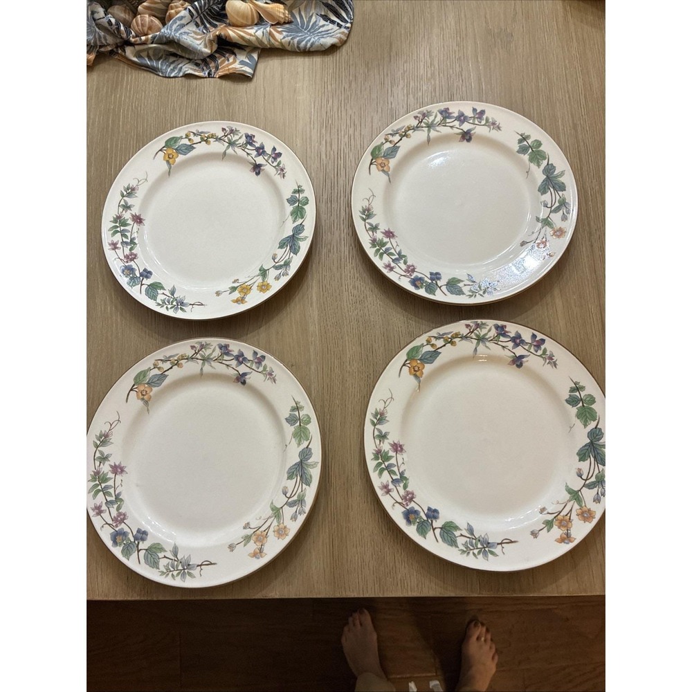 Vintage Woodhill by Citation Dinner Plates 10 1/2" Set Of 4 Ceramic Floral